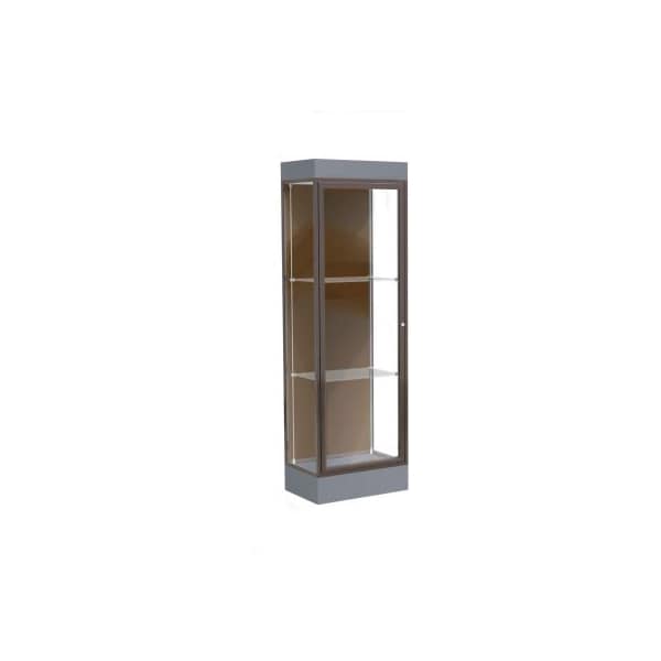 Waddell Display Case Of Ghent Edge Lighted Floor Case, Chocolate Back, Dark Bronze Frame, 6" Carbon Mesh Base, 24"W x 76"H x 20"D 91LFCO-BZ-CM - main